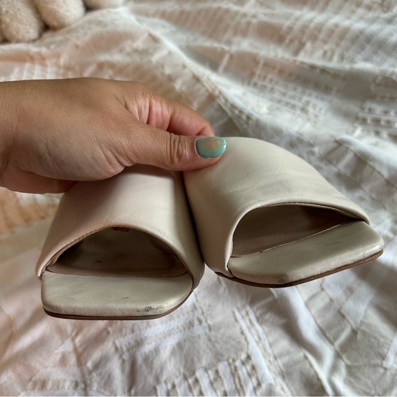 Saks Fifth Avenue Leather Marble Heel Mules - Picture 6 of 6